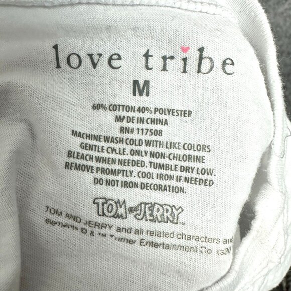 Tom & Jerry Love Tribe Cropped T-Shirt Women M Cartoon Graphic - Picture 4 of 6